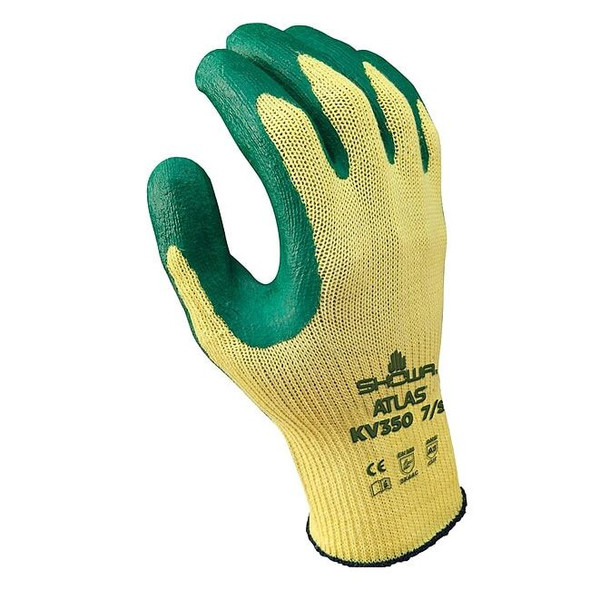 Showa Atlas Coated Gloves,Grn/Yllw,M,PR,VF,50PP56, M 1 PR KV350M-08-V