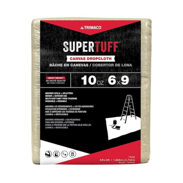 Trimaco Drop Cloth,32 mil,Cotton Canvas,9 ft L 51129