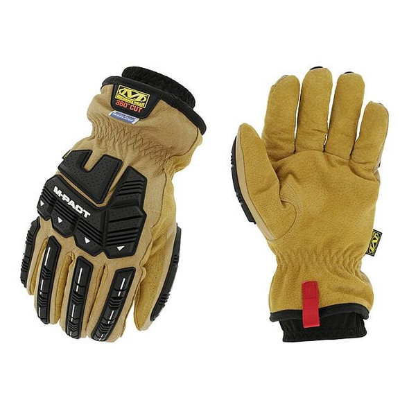 Winter Work Gloves, Knit Cuff, Keystone Thumb, Tan / Tan; Black