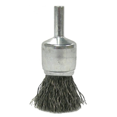 Crimped Wire Solid End Brushes, Steel, 22,000 rpm, 3/4" x 0.02"