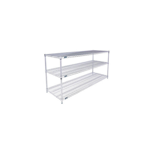 Nexel 3 Shelf Stainless Steel Wire Shelving Unit Starter 72""W x 21""D x 34""H