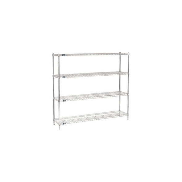 Nexel 4 Shelf Chrome Wire Shelving Unit Starter 60""W x 12""D x 54""H