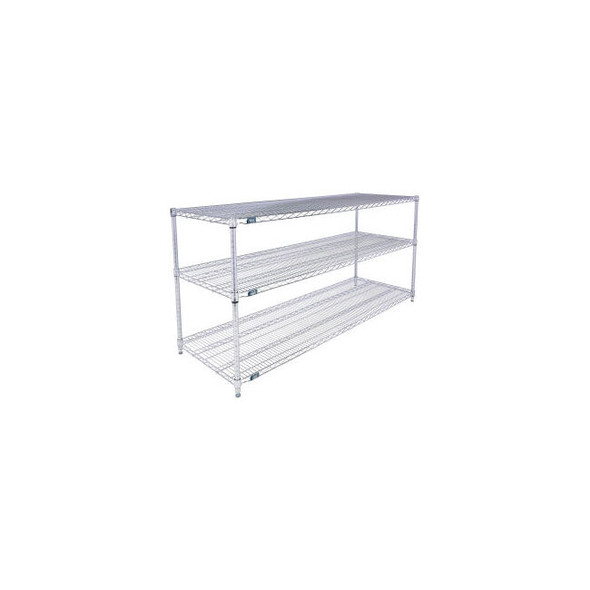 Nexel 3 Shelf Stainless Steel Wire Shelving Unit Starter 72""W x 14""D x 34""H