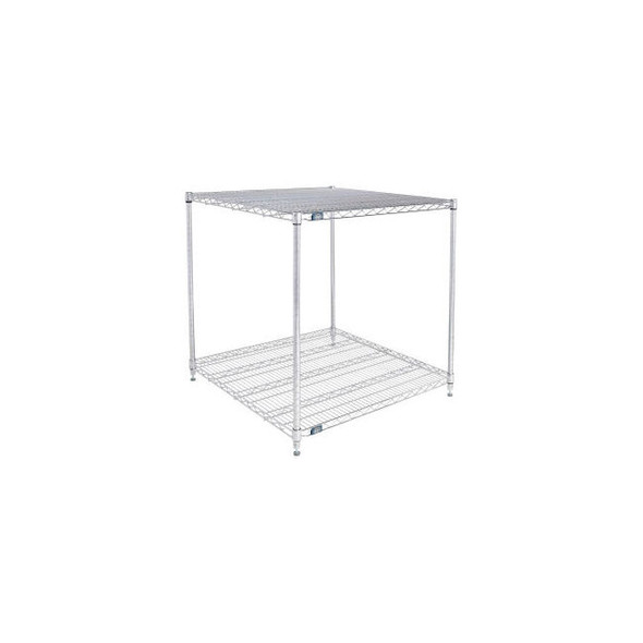 Nexel 2 Shelf Stainless Steel Wire Shelving Unit Starter 36""W x 36""D x 34""H