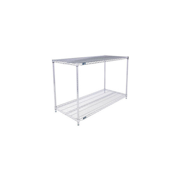 Nexel 2 Shelf Stainless Steel Wire Shelving Unit Starter 54""W x 24""D x 34""H
