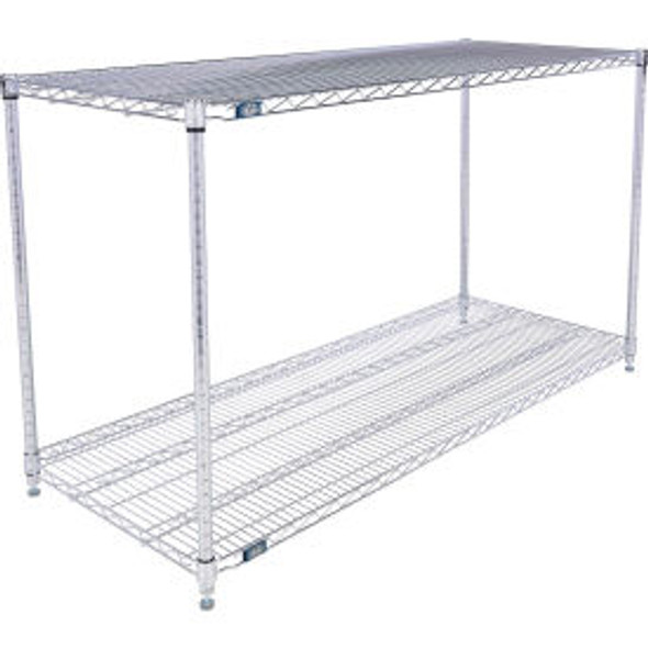 Nexel 2 Shelf Stainless Steel Wire Shelving Unit Starter 60""W x 21""D x 34""H Nexel 2 Shelf Stainless Steel Wire Shelving Unit Starter 60""W x 21""D x 34""H