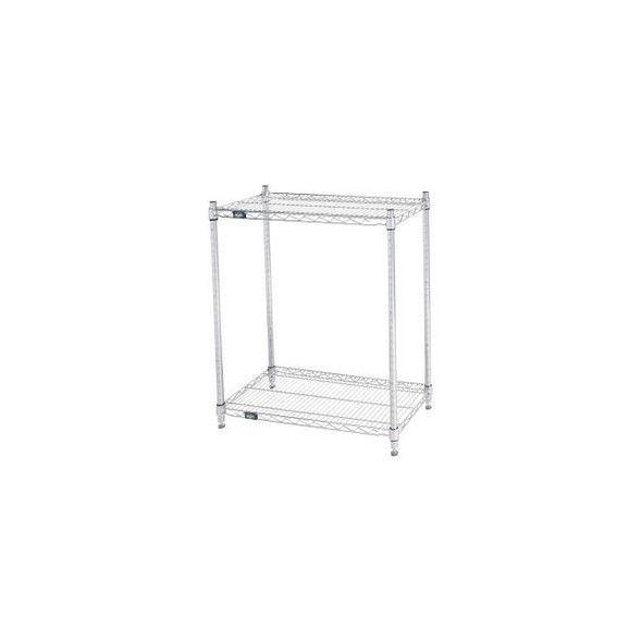 Nexel 2 Shelf Stainless Steel Wire Shelving Unit Starter 30""W x 18""D x 34""H