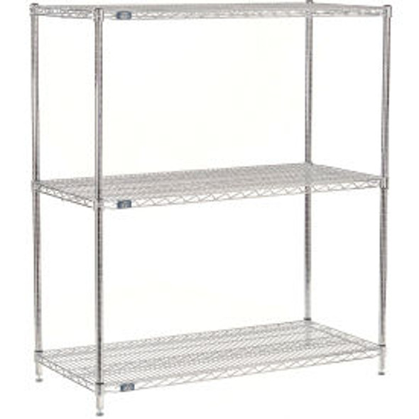 Nexel 3 Shelf Stainless Steel Wire Shelving Unit Starter 36""W x 36""D x 54""H