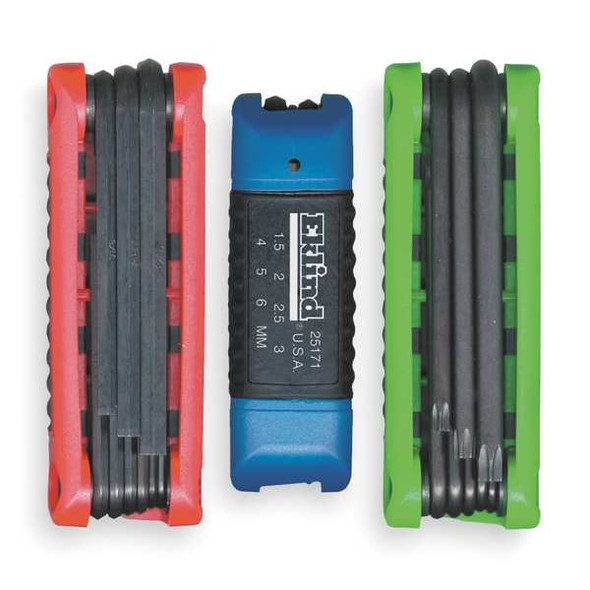 Eklind 3 Piece Metric/SAE Fold-Up Hex Key Set, 25024 25024