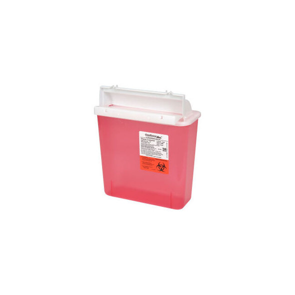 Oakridge Products 5 Quart Sharps Container w/ Horizotal Drop Lid M-Style Red