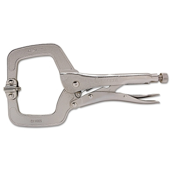 Locking C-Clamp, Swivel Pads, Locking Grip, 11 in Long