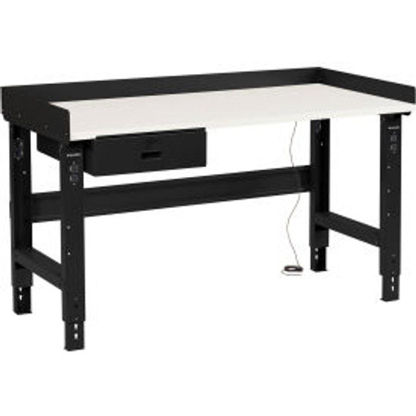 Global Industrial 48 x 30 Adj Height Workbench w/Drawer Black- ESD Square Edge T