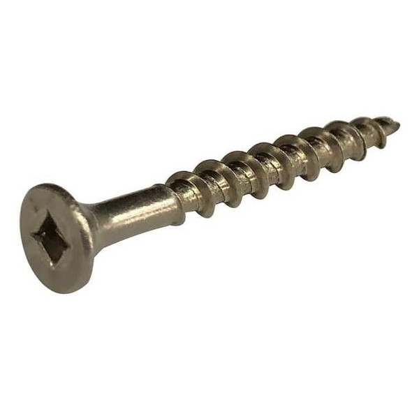 Deck Screw, #10 x 2 in, 18-8 Stainless Steel, Flat Head, Square Drive, 50 PK