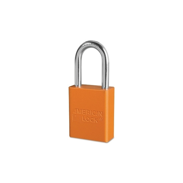 Solid Aluminum Padlock, 1/4 in dia, 1-1/2 in L x 3/4 in W, Orange