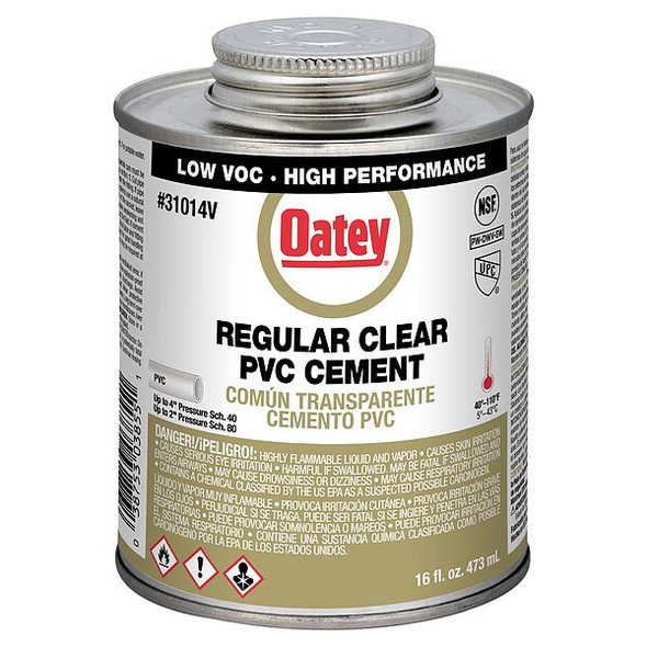 Oatey Cement,Brush-Top Can,16 fl oz,Clear 31014V