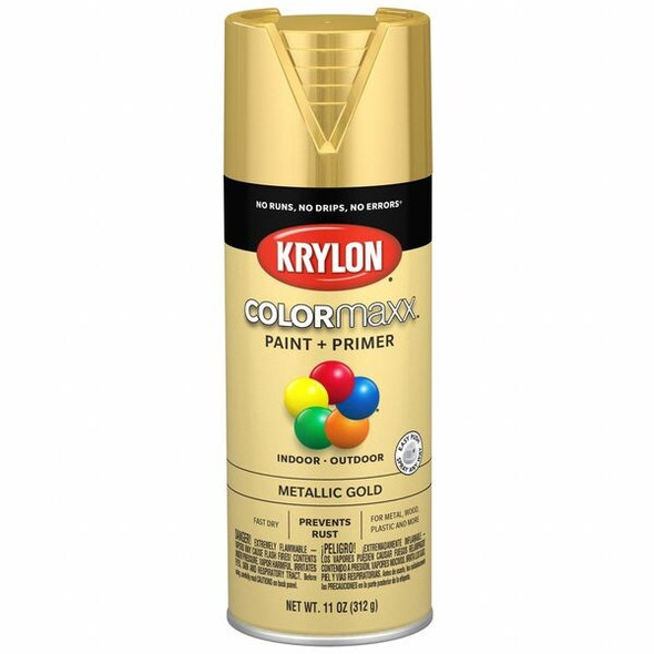 Colormaxx Spray Paint, Metallic Gold, Not Applicable, Solvent, 11 oz K05588007