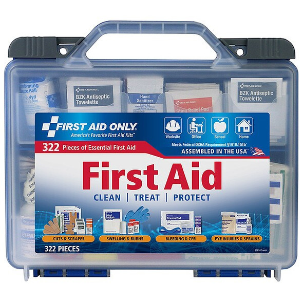 First Aid Kit and Housing, Plastic 322 Components, 50 People Served