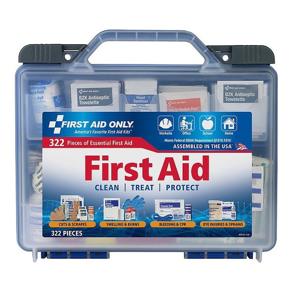 First Aid Kit and Housing, Plastic 322 Components, 50 People Served