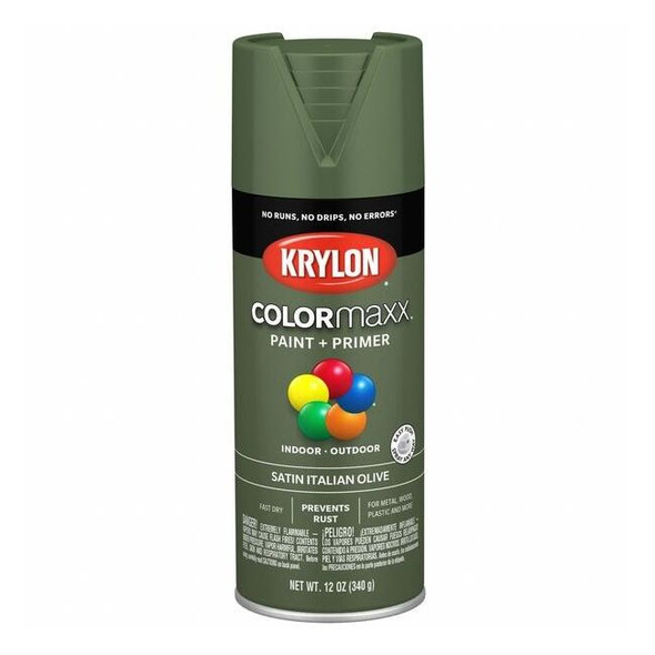 Krylon Spray Paint, Italian Olive, Satin, Solvent, 12 oz K05566007