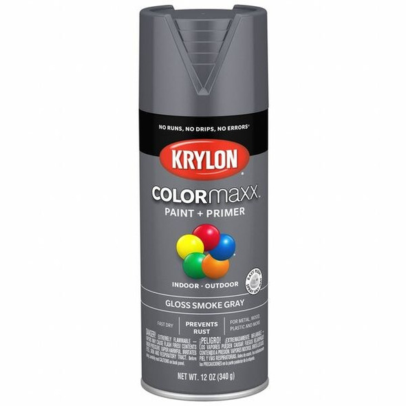 Colormaxx Spray Paint, Smoke Gray, Gloss, Solvent, 12 oz K05539007