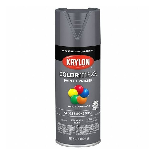Krylon Spray Paint, Smoke Gray, Gloss, Solvent, 12 oz K05539007