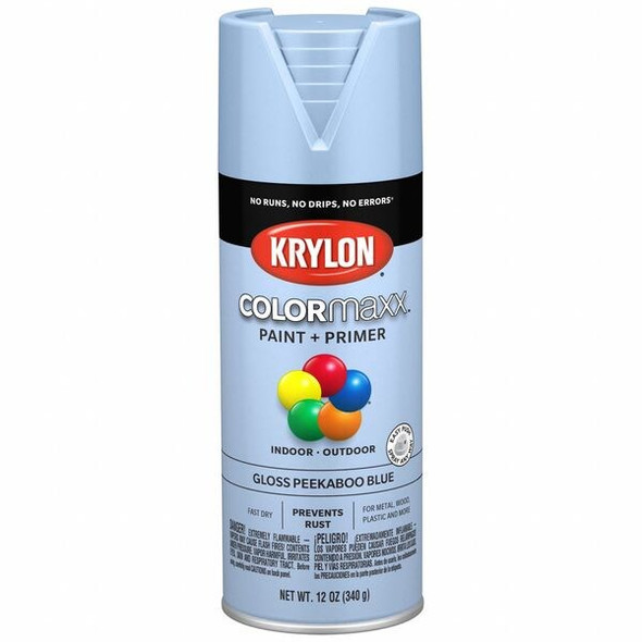 Colormaxx Spray Paint, Peekaboo Blue, Gloss, Solvent, 12 oz K05530007
