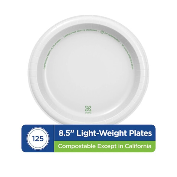 Dixie Disposable Paper Plate, Light- Weight, 8 1-2 in, White, 500 PK DBP09W