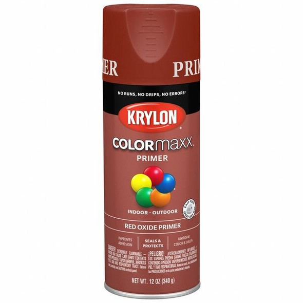 Spray Paint Primer, Red Oxide, Not Applicable, Solvent, 12 oz