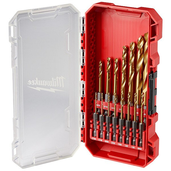 15 pc. SHOCKWAVE Impact Duty RED HELIX Titanium Drill Bit Set