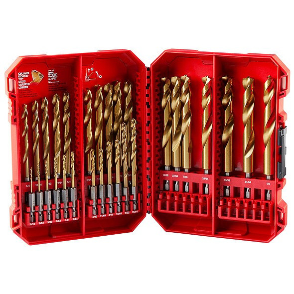29 pc. SHOCKWAVE Impact Duty RED HELIX Titanium Drill Bit Set