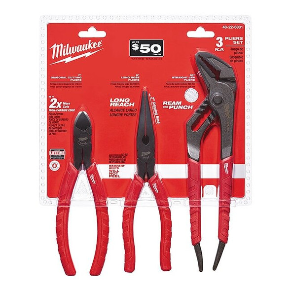 Milwaukee Tool Comfort Grip Pliers Kit,3 Pieces 48-22-6331
