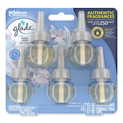 Glade® Plugins Scented Oil Refill, Clean Linen, 0.67 oz, 5/Pack 375682