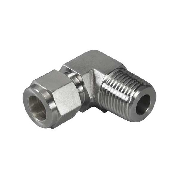 Brennan Industries Elbow, SS, Comp. 3/8 in, MNPT 1/2 in N2501-06-06-SS