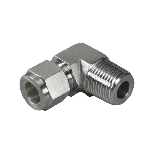 Brennan Industries Elbow, SS, Comp. 1-8 in, MNPT 1-4 in N2501-02-02-SS