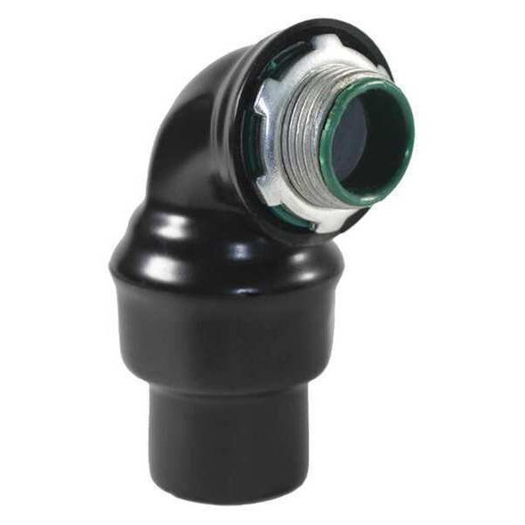 Conduit Fitting Connector, 3/4 in, Liquid-Tight, Steel, PVC Coated, Black