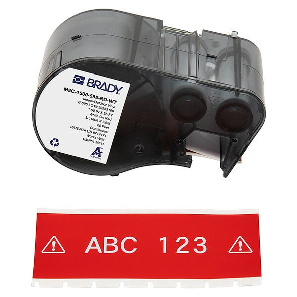 Brady Continuous Label Cartridge,Red,Gloss M5C-1500-595-RD-WT Brady Continuous Label Cartridge,Red,Gloss M5C-1500-595-RD-WT