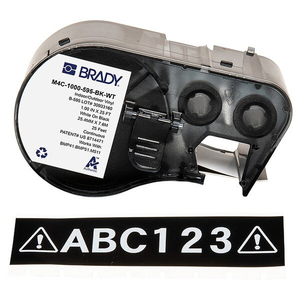 Brady Label/RibbonCartridge,Black,Gloss,1inW M4C-1000-595-BK-WT