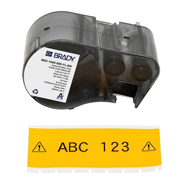 Brady Label/Ribbon Cartridge, Yellow, 1-1/2 in W M5C-1500-595-YL-BK