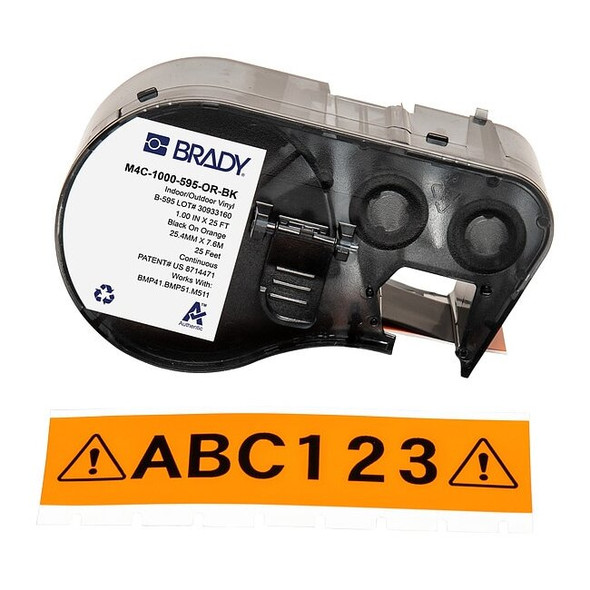 Brady Label/RibbonCartridge,Orange,Gloss,1inW M4C-1000-595-OR-BK