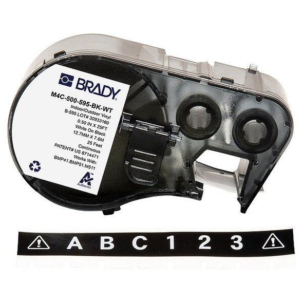 Brady Continuous Label Cartridge,Black,Gloss M4C-500-595-BK-WT