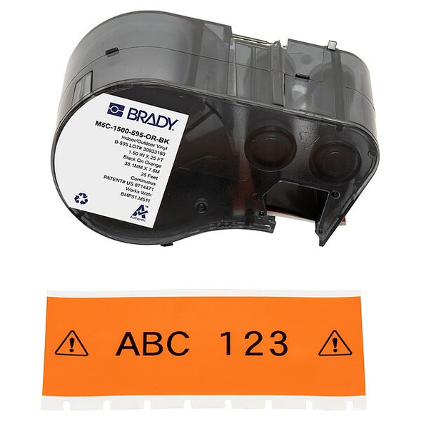 Brady Continuous Label Cartridge,Orange,Gloss M5C-1500-595-OR-BK