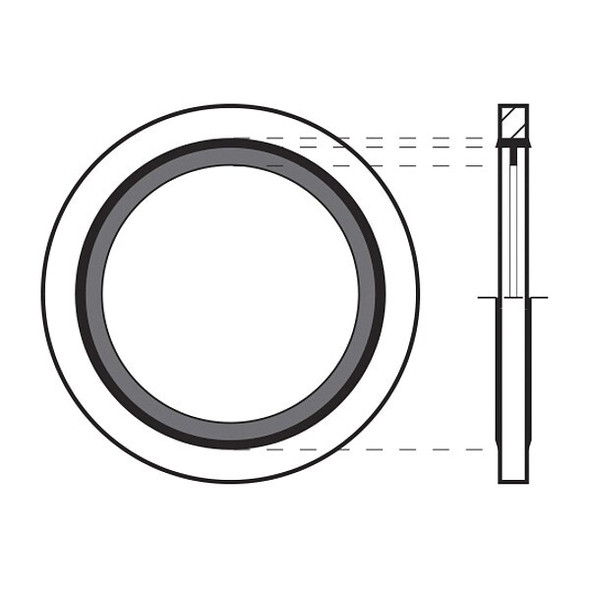 Sealing Washer, Fits Bolt Size M18 Steel/Buna-N, Cadmium-Plated Finish