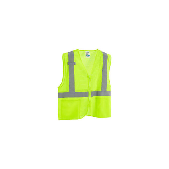Global Industrial Class 2 Hi-Vis Safety Vest 2 Pockets Mesh Lime S/M