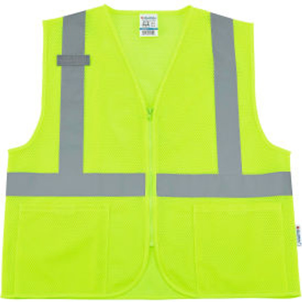 Global Industrial Class 2 Hi-Vis Safety Vest 2 Pockets Mesh Lime L/XL