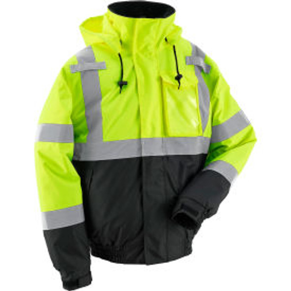 Global Industrial Hi-Vis Safety Bomber Jacket 2"" Reflective Strips 4 Pockets Li Global Industrial Hi-Vis Safety Bomber Jacket 2"" Reflective Strips 4 Pockets Li