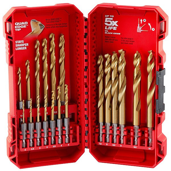 19 pc. SHOCKWAVE Impact Duty RED HELIX Titanium Metric Drill Bit Set