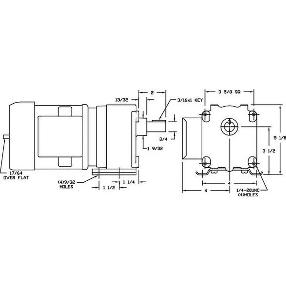 Dayton AC Gearmotor, 165 in-lb Max. Torque, 90 RPM Nameplate RPM, 230V AC Voltage, 3 Phase 4ZJ54