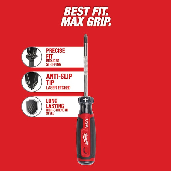 Milwaukee Tool 4 in. No 2 Phillips Cushion Grip Screwdriver (Made in USA) MT202