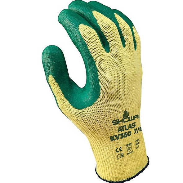 Showa Atlas Coated Gloves,Grn/Yllw,L,PR,VF,50PP57, L 1 PR KV350L-09-V