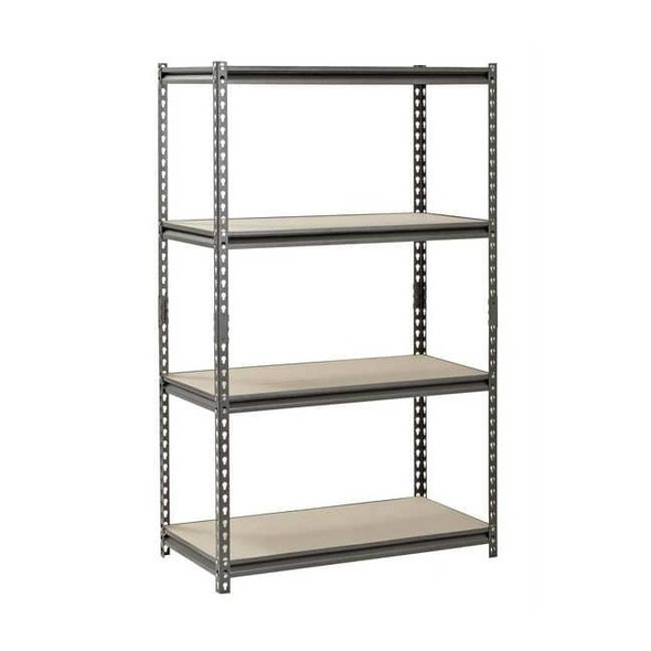 Freestanding Bulk Storage Rack, 18 in D, 36 in W, 4 Shelves, Silver Vein
